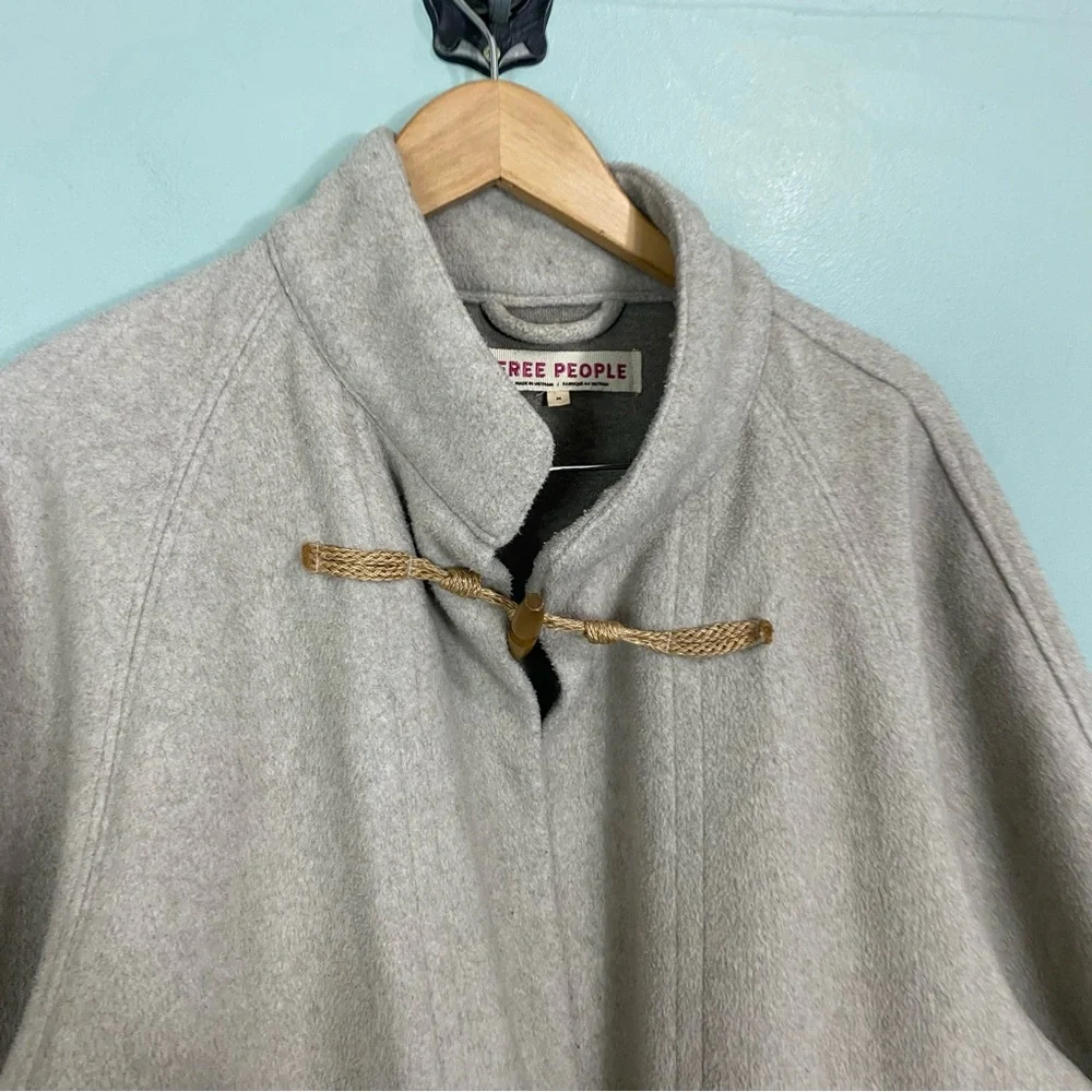 Free People Alma Duffle Coat Gray Tassel Long Length‎ Size Medium MISSING BELT